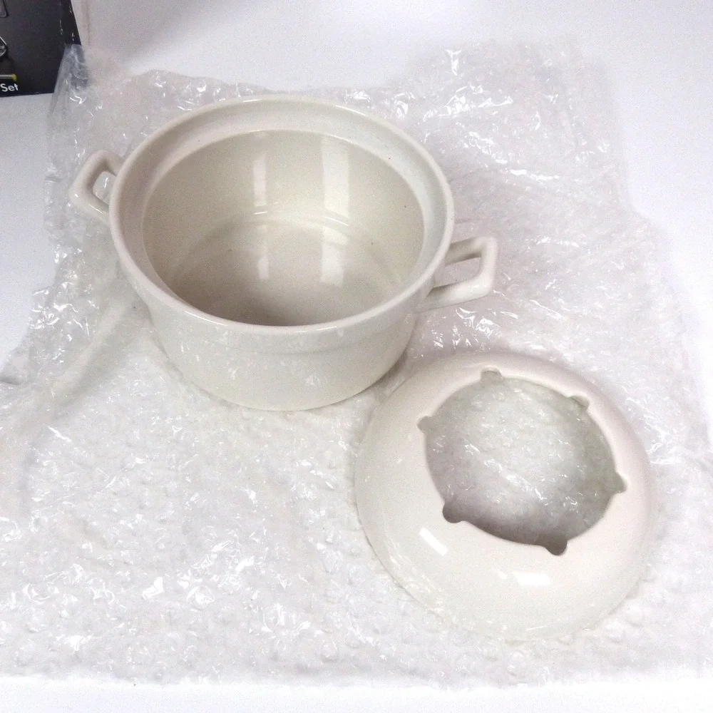 GODINGER 6 PC Cheese FONDUE Set Porcelain Casserole 4 Forks Metal Stand Oven New